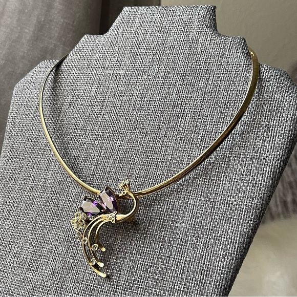 Peacock Bird Purple Swarovski Elements Crystal PENDANT BROOCH ONLY - Picture 9 of 10